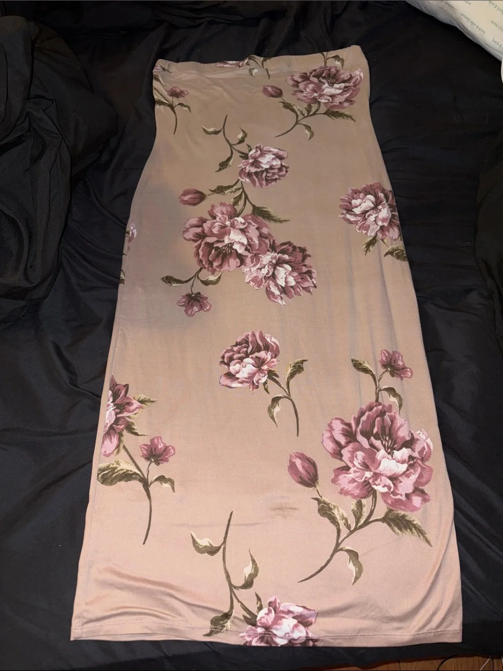 Floral Print Stretch Jersey Bed Skirt - Pink Floral